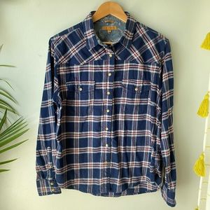 JACHS Girlfriend | Flannel Pearl Button Down